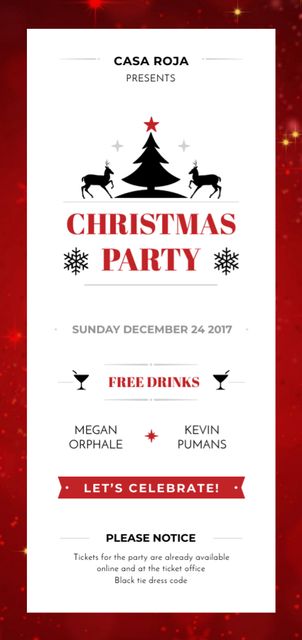 Christmas Party Invitation with Deer and Tree Flyer DIN Large Design Template