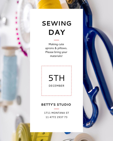 Sewing Day Ad with Needlework Accessories Poster 16x20in Šablona návrhu