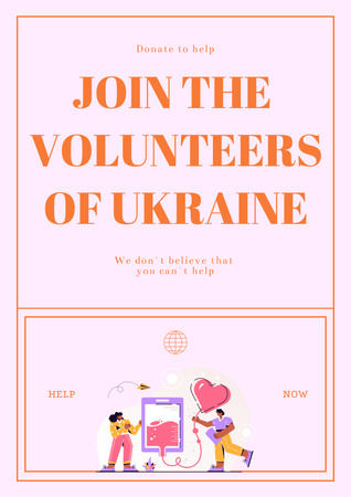 Ontwerpsjabloon van Poster van Vrijwilligerswerk Deelnemen aan motivatie tijdens de oorlog in Oekraïne