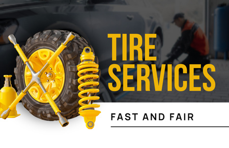 Offer of Tire Services Business Card 85x55mm Design Template