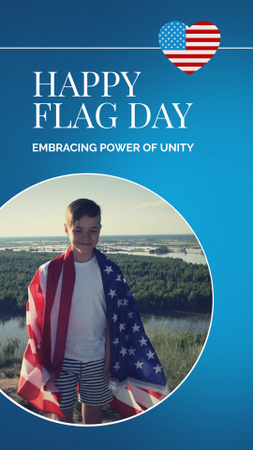 Cheerful Boy Congratulates Happy USA Flag Day Instagram Video Story Design Template