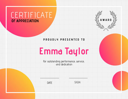 Platilla de diseño Appreciation for Performance Service Certificate