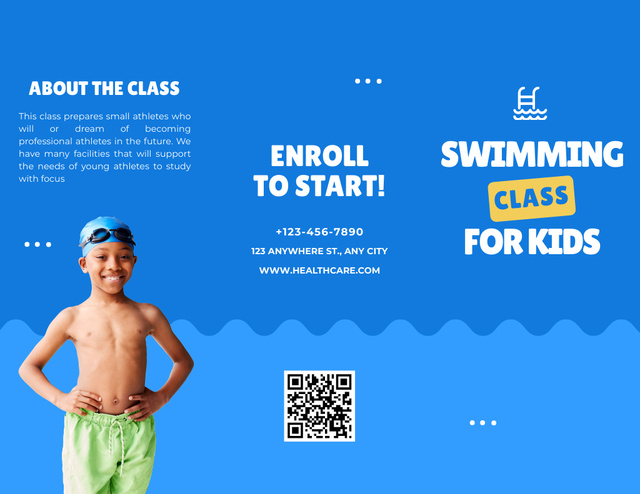 Swimming Class Offer for Kids Brochure 8.5x11in Design Template
