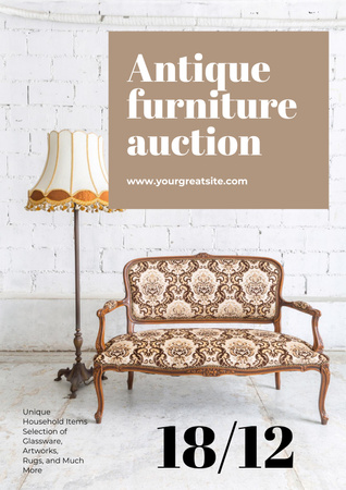 Plantilla de diseño de Antique Furniture Auction Poster 
