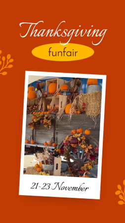 Thanksgiving Day Funfair With Books And Pumpkins Announcement Instagram Video Story Design Template