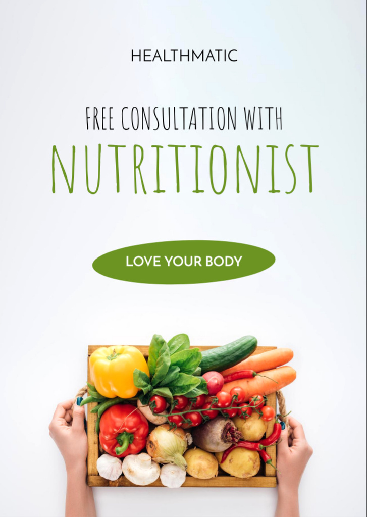 Ontwerpsjabloon van Flyer A6 van Specialized Nutritionist Consultation Offer with Vegetables