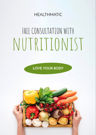 Specialized Nutritionist Consultation Offer with Vegetables Flyer A6 Tasarım Şablonu