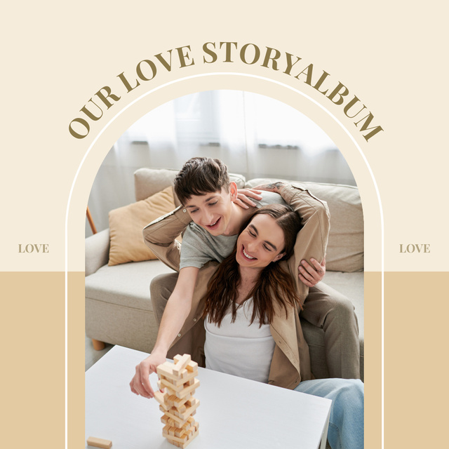Designvorlage Love Story of Cute Gay Couple für Photo Book
