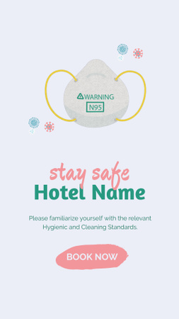Plantilla de diseño de Reglas de seguridad durante la pandemia de Covid en hoteles Instagram Video Story 