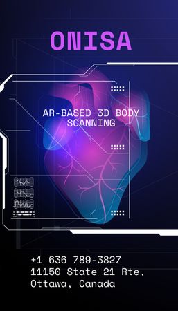 Ontwerpsjabloon van Business Card US Vertical van Aanbiedingen voor 3D-bodyscanservice