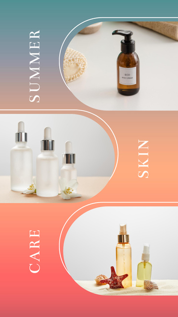Modèle de visuel Offer Sale of Care Cosmetics with Bottles on Gradient - Instagram Story