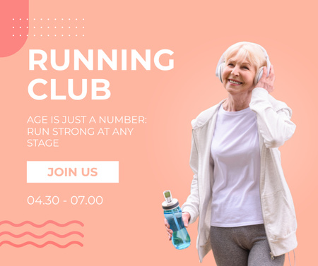 Morning Jogging For Senior Healthy Lifestyle Facebook Design Template