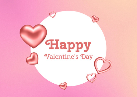 Happy Valentine's Day Greeting on Pink Gradient Card Design Template