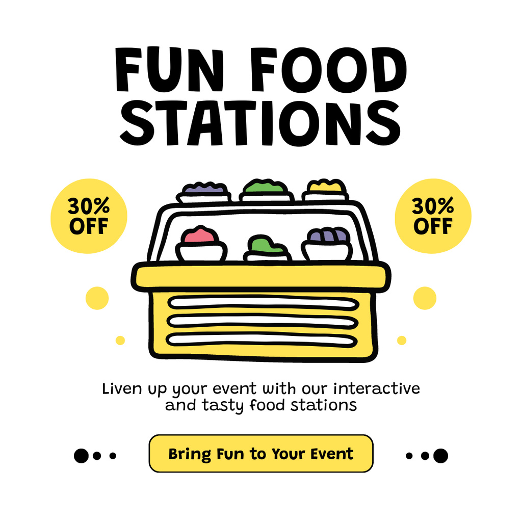 Catering Services with Fun Food Stations Instagramデザインテンプレート