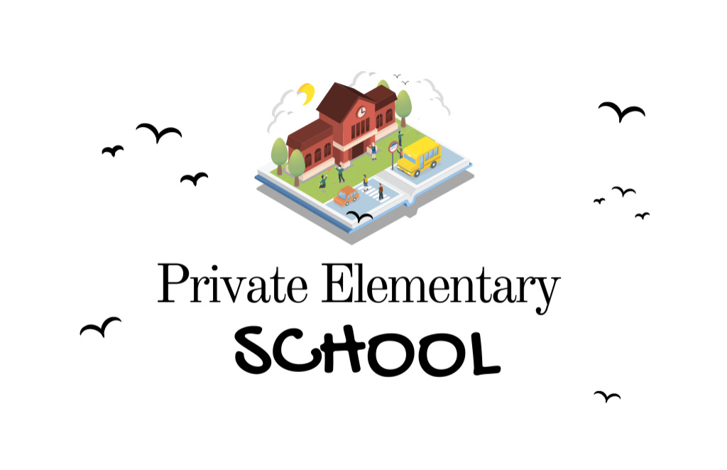 Private Elementary School Advertisement Business Card 85x55mmデザインテンプレート