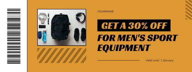 Template di design Men's Sports Equipment At Discounted Rates Offer Coupon