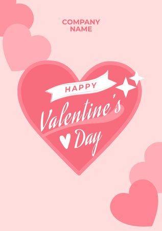 Plantilla de diseño de Saludo del día de San Valentín con corazones rosas Postcard A5 Vertical 