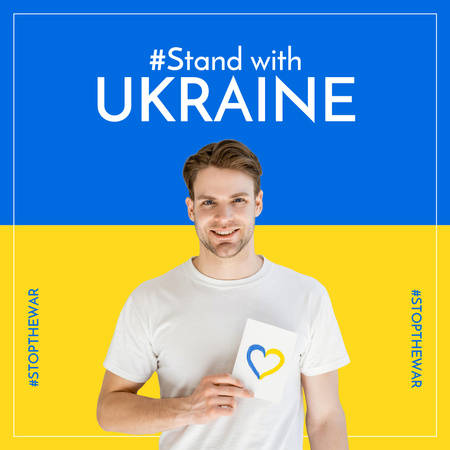 Plantilla de diseño de De pie con Ucrania con Young Man Instagram 