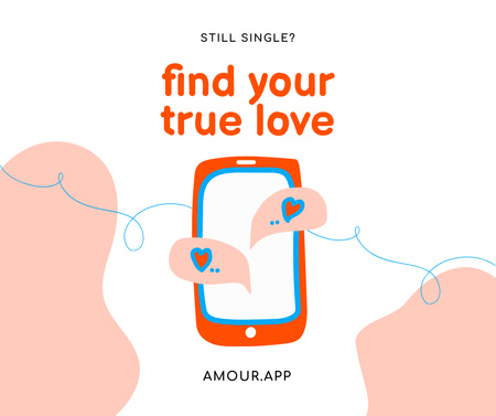 Find your true love dating service Facebook Design Template