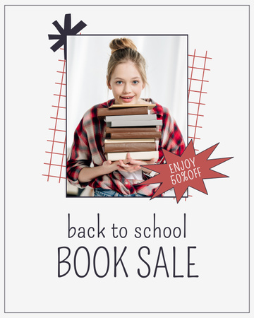 Platilla de diseño Book Sale with Cute Little Girl Instagram Post Vertical