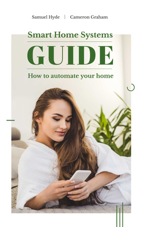 Modèle de visuel Offre de guide de maison intelligente avec une jeune femme séduisante - Book Cover