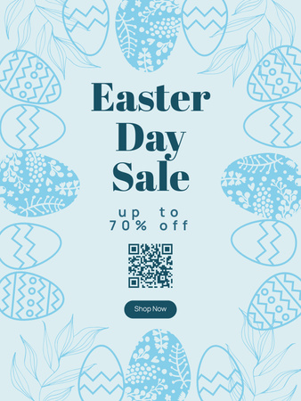 Easter Sale Announcement with Cute Hand Drawn Doodle Easter Eggs Poster US Design Template