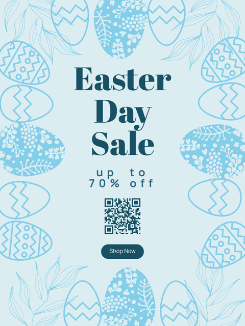 Modèle de visuel Easter Sale Announcement with Cute Hand Drawn Doodle Easter Eggs - Poster US