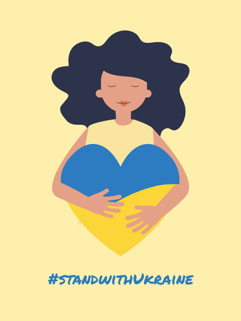 Designvorlage Illustration des Herzens mit ukrainischen Flaggenfarben für Poster US