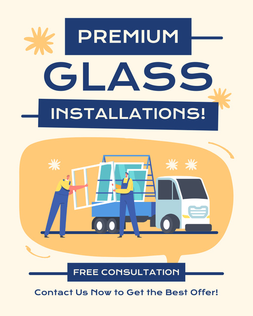 Premium Glass Installations Instagram Post Vertical Design Template