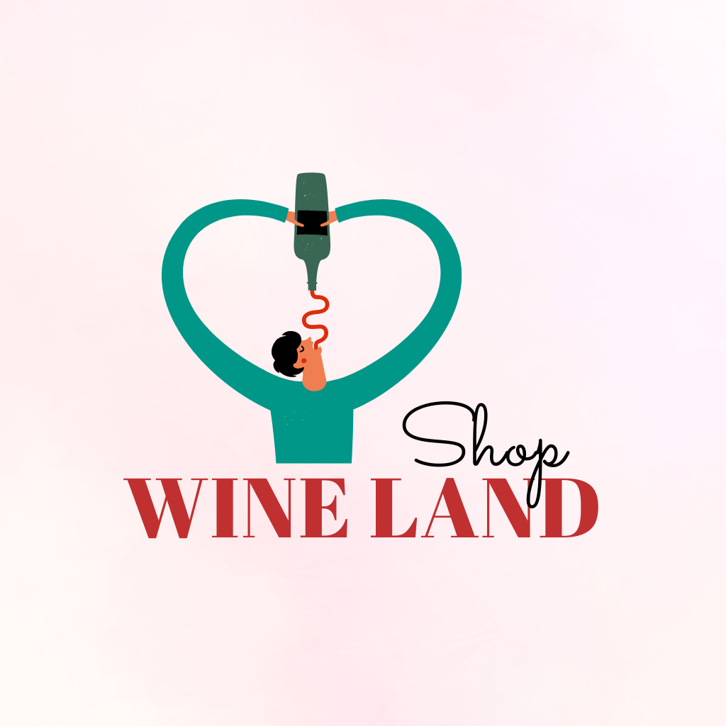 Ontwerpsjabloon van Logo van Wine Shop Ad with Man drinking from Bottle