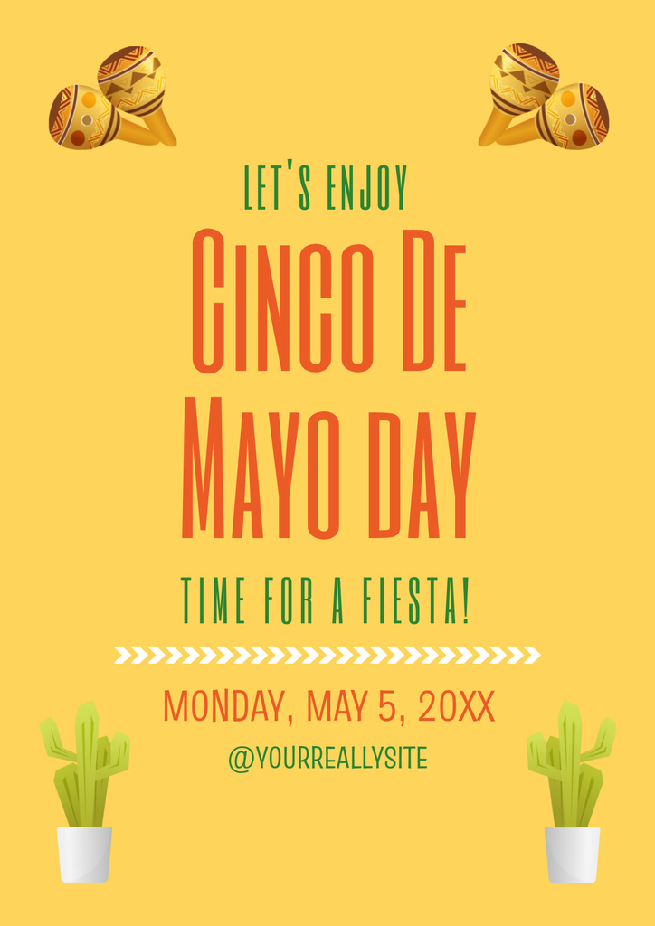 Cinco De Mayo Celebration with Cacti Poster – шаблон для дизайна