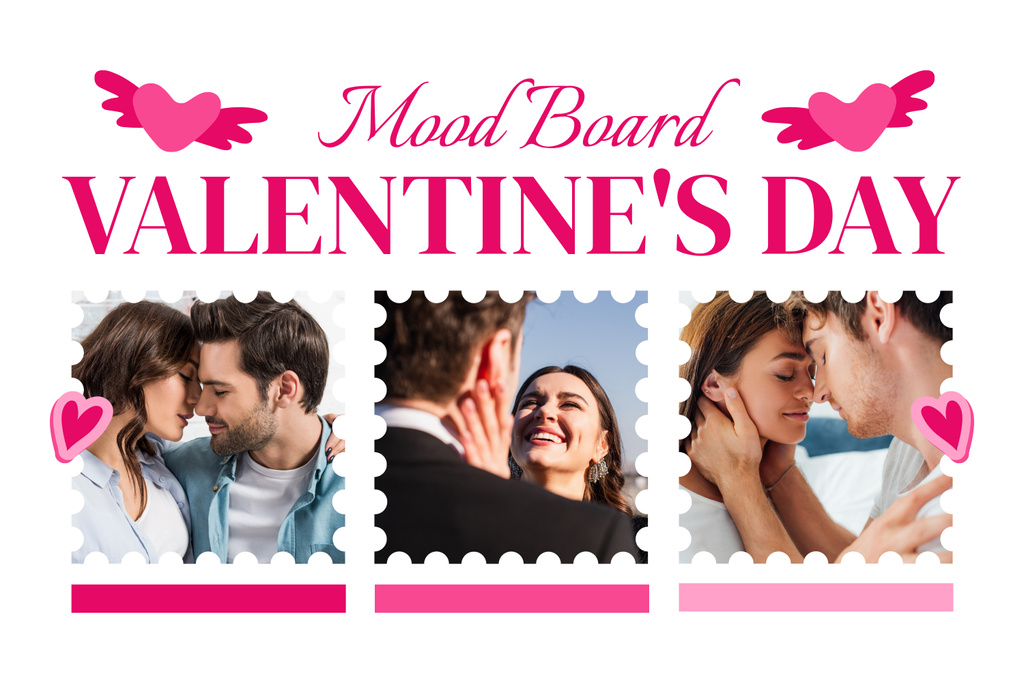 Incredible Valentine's Day With Smiling Couples Mood Board Design Template