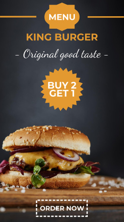 Cafe Ad with Tasty Burger Instagram Story Design Template