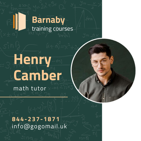Math Tutor Ad with Confident Man Square 65x65mm Design Template