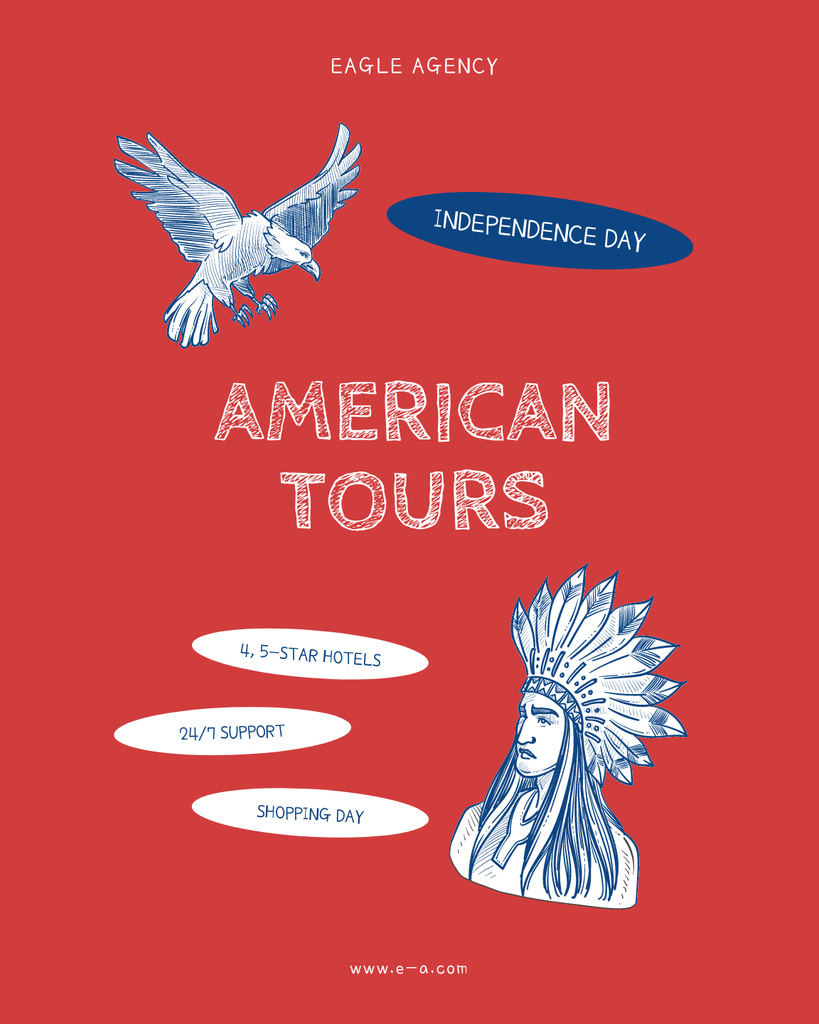 Template di design Mesmerizing American Tours Promotion In Red Poster 16x20in