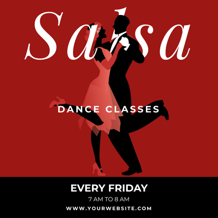 Salsa Dance Classes Ad on Red Instagram Design Template