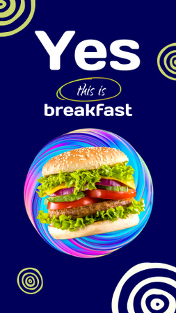 Funny Joke about Burger for Breakfast Instagram Story Design Template