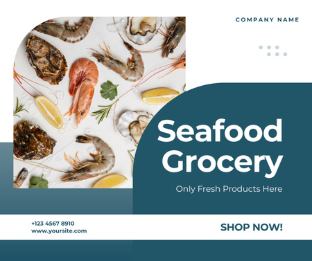 Fresh Seafood With Lemons Promotion Facebook Design Template