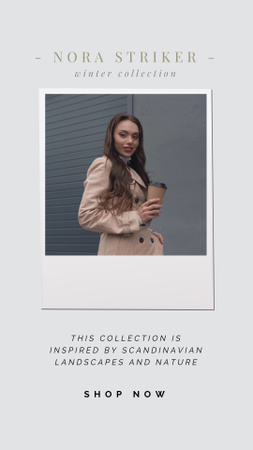 Clothes Ad with Woman in Stylish Outfit Instagram Video Story Design Template