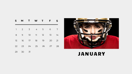 Various Sports and Games with Athletes Calendar Design Template
