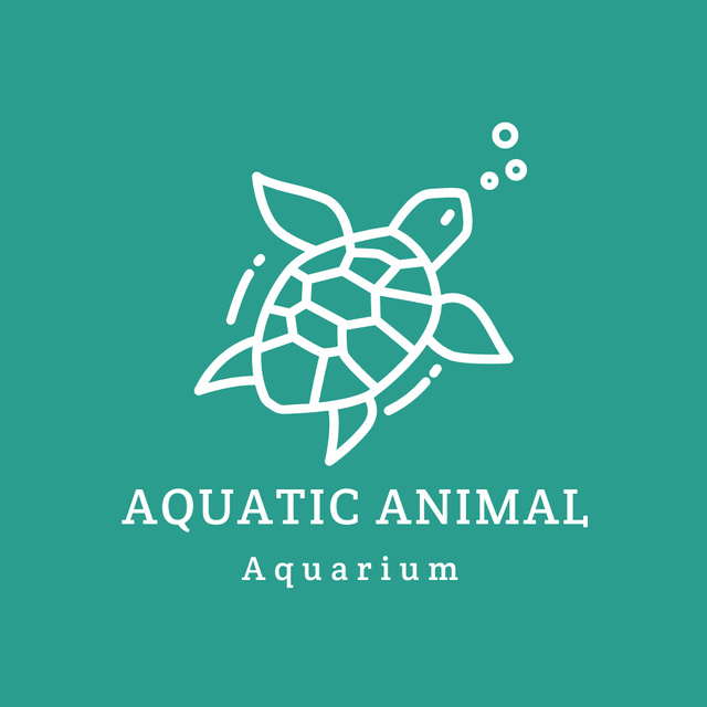 Aquarium Emblem with Turtle Logo Design Template