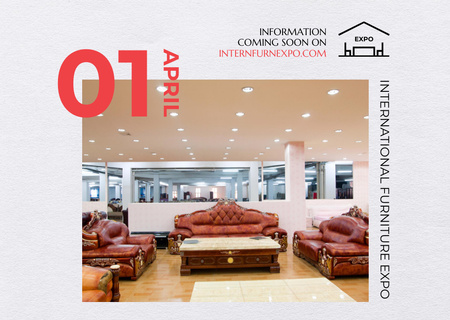 Plantilla de diseño de muebles expo invitación con interior moderno Postcard 