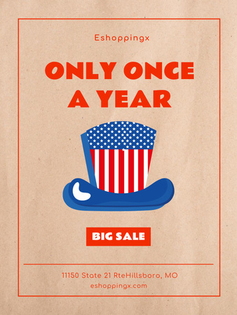 July Fourth Bargains Poster US Design Template