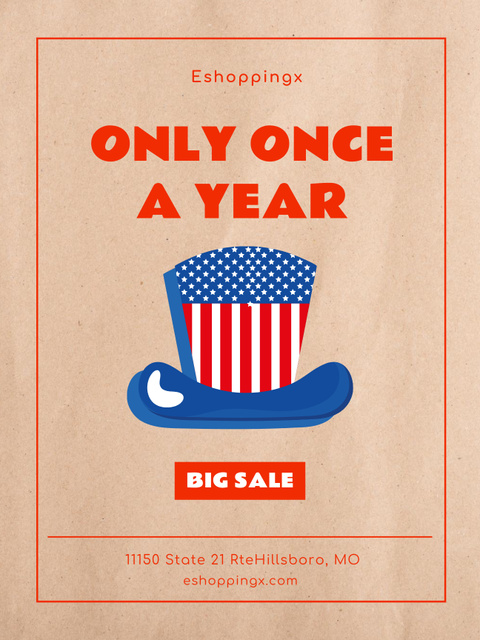Designvorlage July Fourth Bargains für Poster US