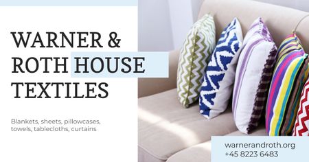 Мягкие разноцветные подушки на диване Facebook AD – шаблон для дизайна