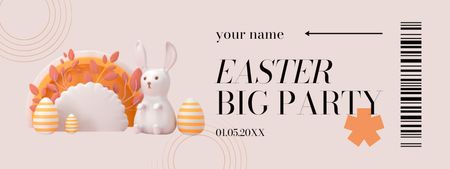 Easter Party Announcement with Cute Pink Decorations Ticket Design Template