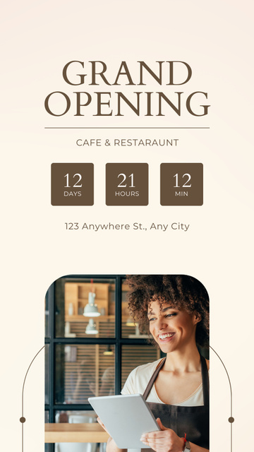 Sophisticated Cafe Grand Opening Countdown Instagram Story Tasarım Şablonu