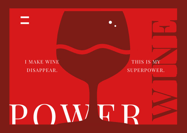Motivational Quote About Power Of Wine And Glass In Red Postcard 5x7in – шаблон для дизайну