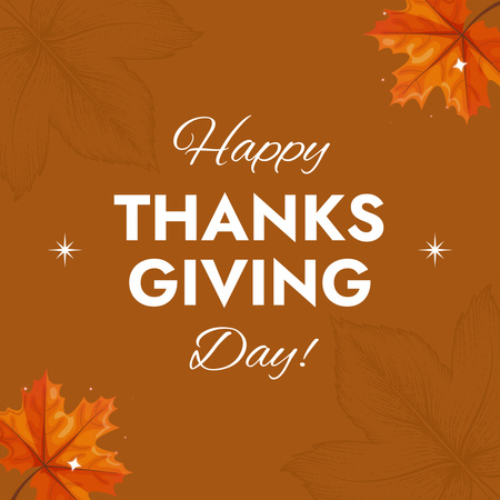 Bright Maple Leaves And Thanksgiving Day Congratulations Animated Post Design Template