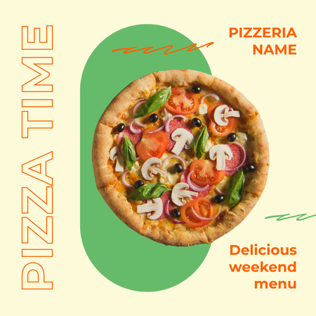 Tasty Round Pizza Offer Instagram Design Template